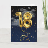 18e verjaardag Gold Mylar ballon en Confetti Card Kaart (Voorkant)