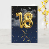 18e verjaardag Gold Mylar ballon en Confetti Card Kaart (Gele Bloem)