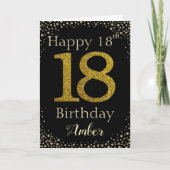 18e verjaardag Golden Glitter Kaart (Voorkant)