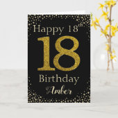 18e verjaardag Golden Glitter Kaart (Gele Bloem)