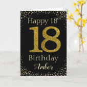 18e verjaardag Golden Glitter Kaart (Gele Bloem)