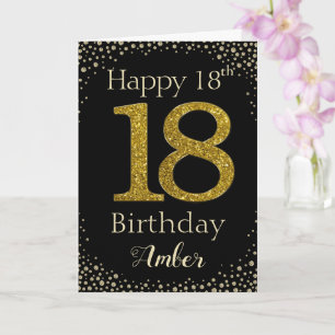 18e verjaardag Golden Glitter Kaart