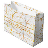 18e verjaardag goud geometrisch patroon wit groot cadeauzakje (Voorkant Gekanteld)