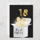 18e verjaardag goudballonnen in witte doos kaart (Voorkant)