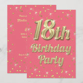 18e verjaardag Gouden Bling Typografie Confetti Ro Kaart (Voorkant / Achterkant)