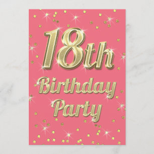 18e verjaardag Gouden Bling Typografie Confetti Ro Kaart