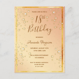 18e verjaardag gouden bubbels glam uitnodiging