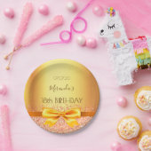 18e verjaardag gouden elegante boegnaam papieren bordje (Feest)