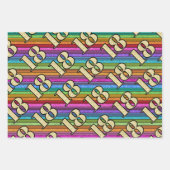 18e Verjaardag Gouden Getallen Regenboog Streep Gl Inpakpapier Vel (Voorkant)