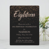 18e verjaardag Gouden Glitter Kaart (Staand voorkant)