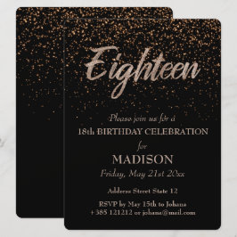 18e verjaardag Gouden Glitter Kaart