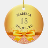 18e verjaardag gouden naam strik keramisch ornament (Achterkant)