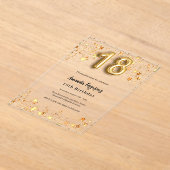 18e verjaardag gouden sterren helder acryl uitnodigingen (Laagn)