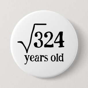 18e verjaardag grappige achttiende wiskunde vierka ronde button 7,6 cm