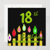 18e verjaardag Green Gold Candles W1188 Kaart (Voorkant / Achterkant)