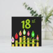 18e verjaardag Green Gold Candles W1188 Kaart (Staand voorkant)