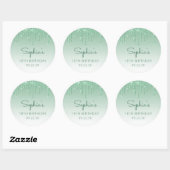 18e Verjaardag Groene Glitter Drip Ronde Sticker (Vel)