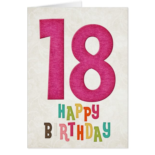 18e verjaardag Happy Birthday Kaart Design 2 (Voorkant)