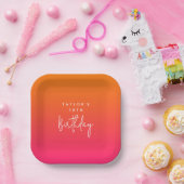18e Verjaardag Helder Roze en Oranje Kleurig Papieren Bordje (Feest)