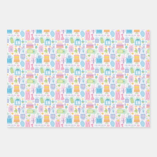 18e verjaardag Helderdeklare Cadeaus ballonnen Inpakpapier Vel (Voorkant 2)