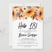 18e Verjaardag Herfst Floral Kaart (Voorkant)