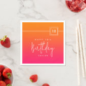 18e verjaardag hete roze oranje kleurrijk  servet (Insitu)