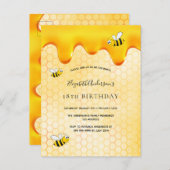 18e verjaardag hommel honingraat uitnodiging (Voorkant / Achterkant)