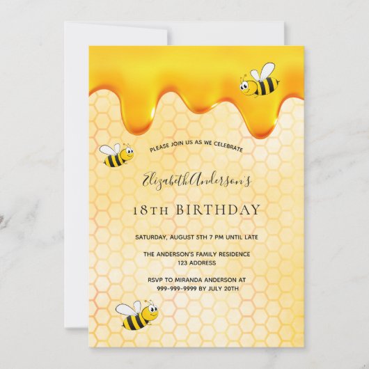 18e verjaardag honingraat lieve hommels schattig kaart (Voorkant)