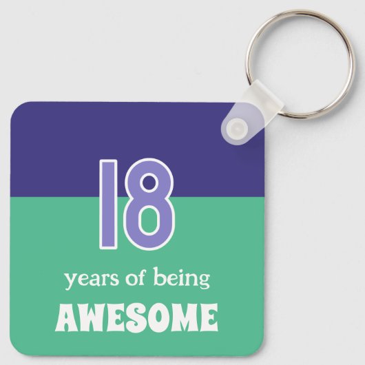 18e verjaardag initialen groen paarse sleutelhanger (Achterkant)