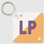 18e verjaardag initialen paarse sinaasappel sleutelhanger (Voorkant)