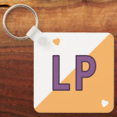 18e verjaardag initialen paarse sinaasappel sleutelhanger (Voorkant)