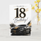 18e Verjaardag Jongen Auto Kaart (Gele Bloem)