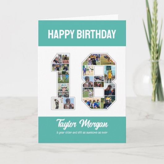 18e verjaardag Jubileum nummer 18 fotocollage Kaart (Voorkant)