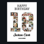 18e verjaardag Jubileum nummer 18 fotocollage Poster<br><div class="desc">Vier 18e verjaardag of trouwdag met deze afdrukbare fotocollage. Kies uw favoriete foto's voor weergave. Pas de naam, tekst en datum aan uw gelegenheid aan. Dit wordt een mooie aandenken met gepersonaliseerde boodschap om op terug te kijken met familie en vrienden. Als je een ander nummer nodig hebt als je...</div>