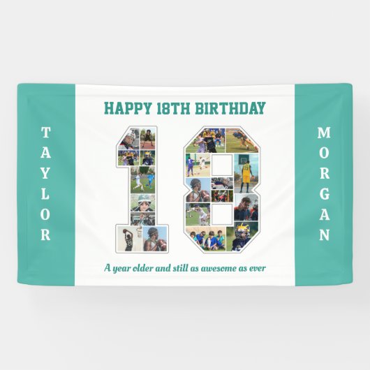 18e verjaardag Jubileum nummer 18 fotocollage Spandoek (Horizontaal)