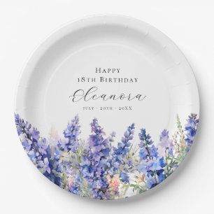 18e Verjaardag Juli Geboortebloem Larkspur Custom Papieren Bordje
