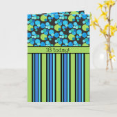 18e verjaardag Kaart: blauwe moons en stripes Kaart (Gele Bloem)