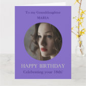 18e Verjaardag Kaart Grootdochter GROTE Paarse (Gele Bloem)