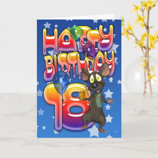 18e verjaardag Kaart, Happy Birthday Kaart (Gele Bloem)