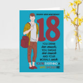 18e verjaardag Kaart, leuk en trendy, Humor Kaart (Gele Bloem)