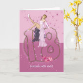 18e verjaardag Kaart Roze (Gele Bloem)