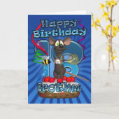 18e Verjaardag Kaart voor Brother - Funky Mouse op (Gele Bloem)