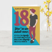 18e verjaardag Kaart, vun en rendy, Kaart Humor (Gele Bloem)