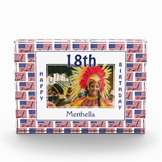 18e verjaardag Keepomwille | AMERIKAANSE VLAG Fotoblokken (Voorkant)