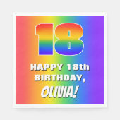 18e verjaardag: kleurrijk, vun regenboogpatroon # servet (Voorkant)