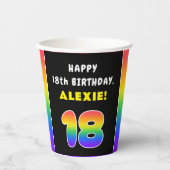 18e verjaardag: kleurrijke regenboog # 18, Naam va Papieren Bekers (Voorkant)