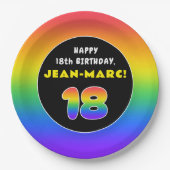 18e verjaardag: kleurrijke regenboog # 18, Naam va Papieren Bordje (Voorkant)
