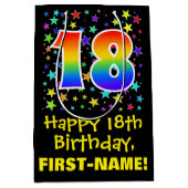 18e verjaardag: Kleurrijke Sterren Patroon & Regen Medium Cadeauzakje (Voorkant)