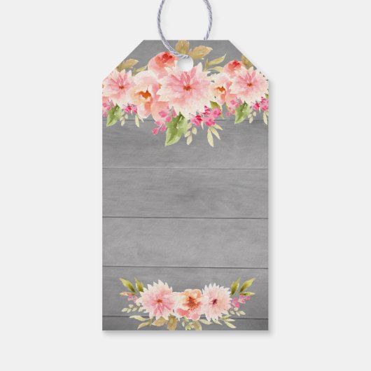 18e verjaardag koraal dahlia bloemen grijs dank u cadeaulabel (Achterkant)