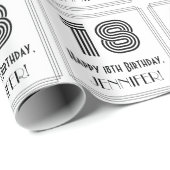 18e verjaardag: Kunst Deco Geïnspireerde stijl "18 Cadeaupapier (Rol Hoek)